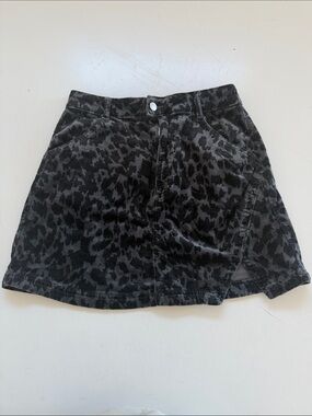 Pilcro Black Leopard-Print Cord Mini Skirt